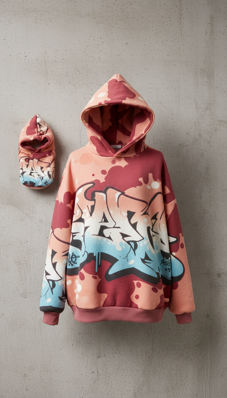 moletom oversized com estampa graffiti